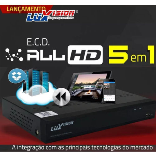 Dvr Stand Alone All HD 5 em 1 Luxvision Ecd 8 Canais - Ahd/ Hdtvi / Hdcvi / Ip / Analógico - Lvdvr9808