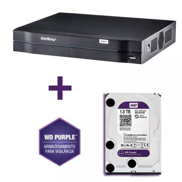 DVR Stand Alone Multi HD Intelbras MHDX-1004 4 Canais + HD 1TB WD Purple de CFTV (Não Instalado)