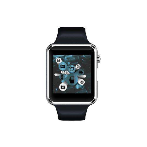 E- Watch Relógio Inteligente com Função Celular e Notificações Via Bluetooth - Pulseira Preta