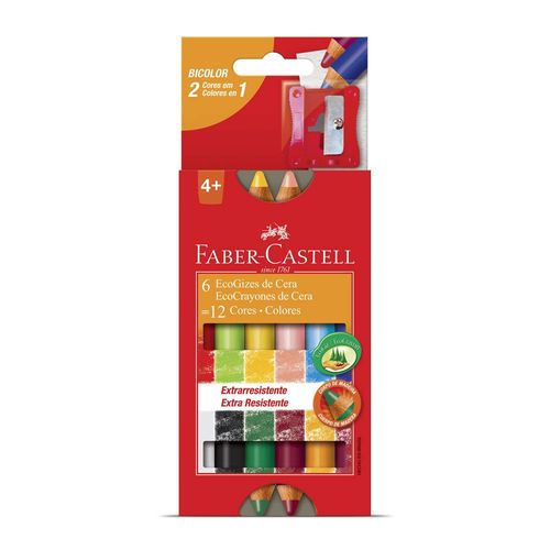 Ecogiz de Cera Bicolor Faber Castell C/12 Cores