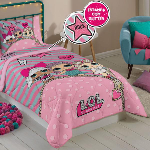 Edredom LOL Surprise Solteiro 150x200cm Rosa Infantil Lepper