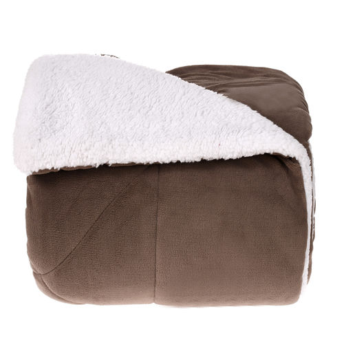 Edredom King Sherpa Pele de Carneiro e Plush - Taupe