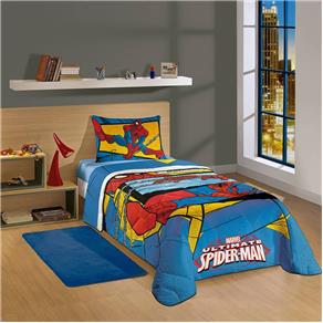 Edredom Solteiro Estampado Spider-Man Ultimate 1,50 M X 2,00 M - com 1 Peça - Lepper - Azul Doce