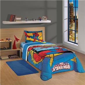 Edredom Solteiro Infantojuvenil Lepper Spider-Man Ultimate em Algodão e Poliéster com 1 Peça - Azul