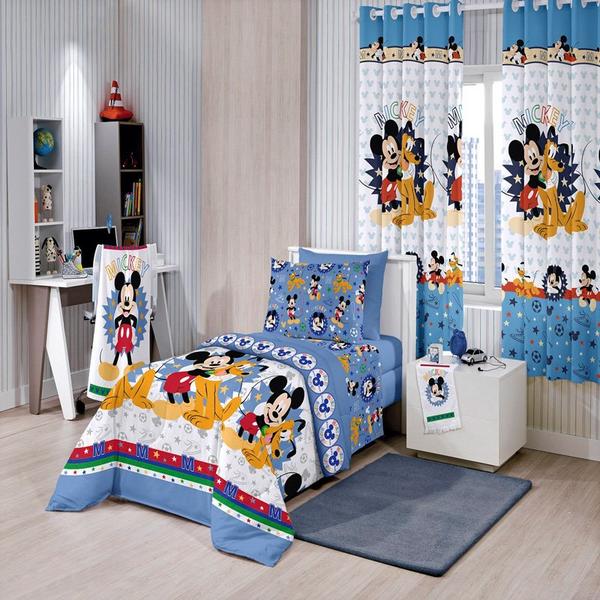 Edredom Infantil Disney Mickey Happy 1 Azul - Santista
