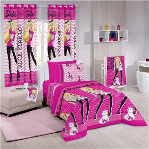 Edredom Solteiro Santista Royal Barbie Rock - Pink