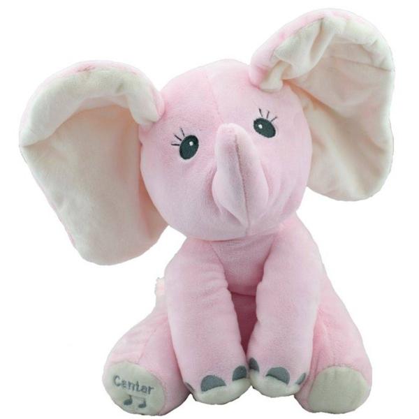 Elefante Pelúcia Musical Mexe Orelhas Rosa Bbr Toys