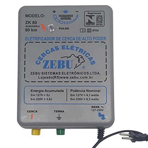 Eletrificador de Cerca Elétrica Rural ZK80 Bivolt para 3.500 Metros - Zebu