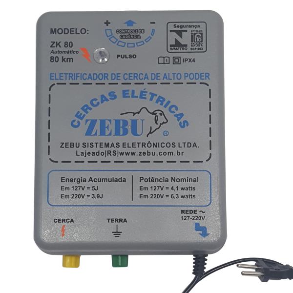 Eletrificador de Cerca para Animais Cerca Elétrica Zebu Zk80