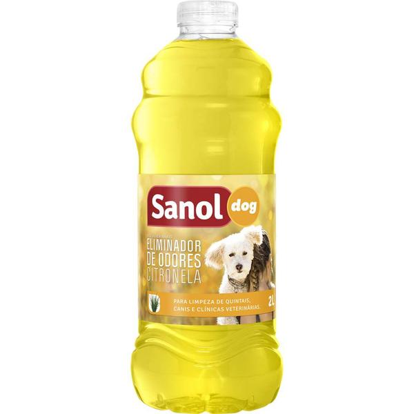 Desinfetante de Ambientes e Eliminador de Odores para Ambiente com Cachorros e Gatos Citronela Sanol 2 Litros