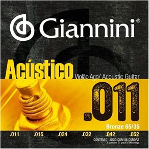 Encordoamento Cordas Violão Aço Acústico 011 Giannini