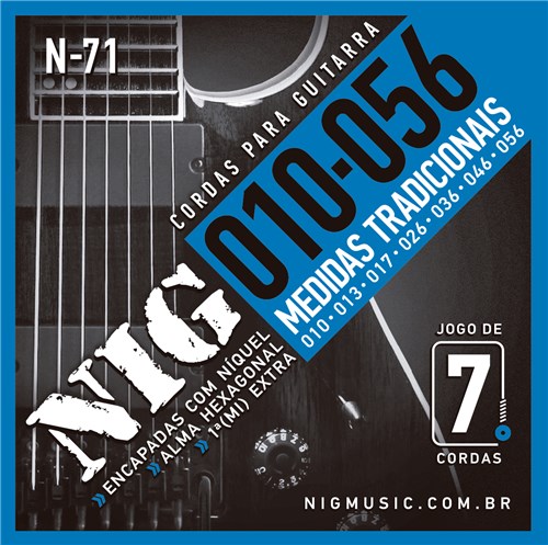 Encordoamento Guitarra Nig 7 Cordas 010 - N71