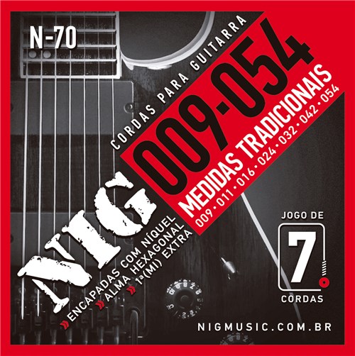 Encordoamento Guitarra Nig 7 Cordas 09 - N70