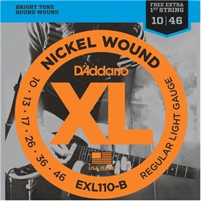 Encordoamento para Guitarra D`Addario EXL110 B 010 com Corda Mi Extra