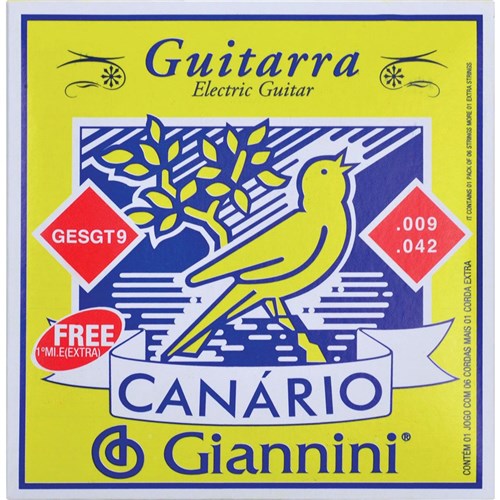 Encordoamento para Guitarra Tensao Media .009 - Canario Gesgt9 - Giann...
