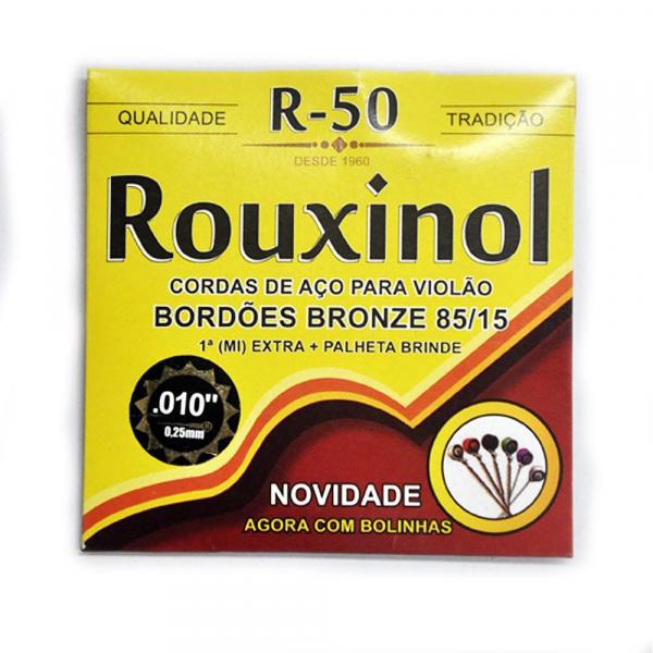 Encordoamento Violão Aço Bronze 0.10 R50 Jogo de Cordas C/ Bolinha - Rouxinol