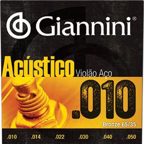 Encordoamento Violão Aço Giannini .010-.050 Bronze 65/35 GESWAM