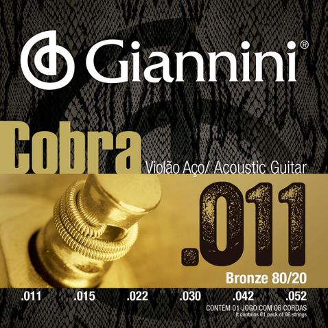 Encordoamento Violao Giannini Ca82sl Bronze 80/20 Super Light 0.011