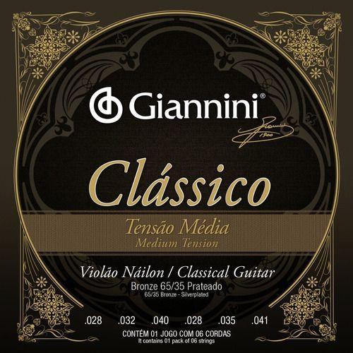 Encordoamento Violão Nylon Média Giannini Clássico Genwpm