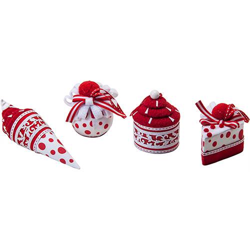 Enfeite de Árvore Cupcakes em Tecido, 4 Unidades - Christmas Traditions