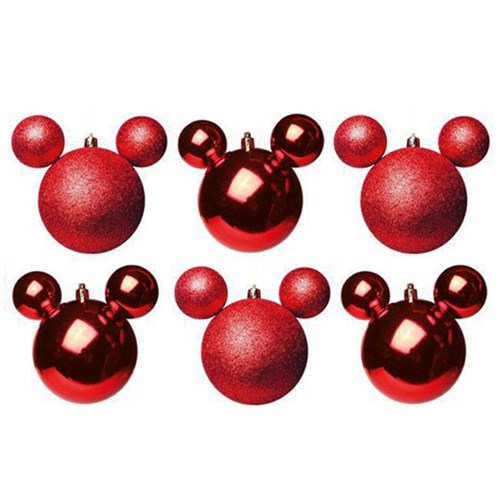 Enfeite de Natal Bolas do Mickey Vermelhas - Disney