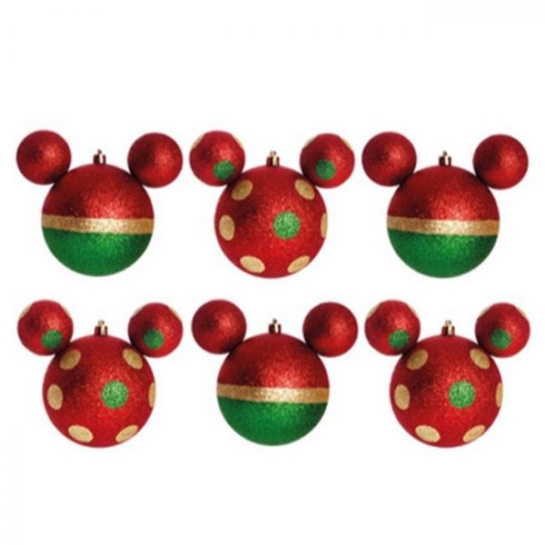Enfeite de Natal Bolas Vermelha Verde Dourada do Mickey - Di - Disney