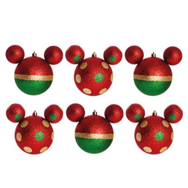 Enfeite de Natal Bolas Vermelha Verde Dourada do Mickey - Di - Disney