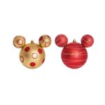 Enfeites de Natal Disney Bola Dourada Mickey - Pack com 2 Bolas 10cm