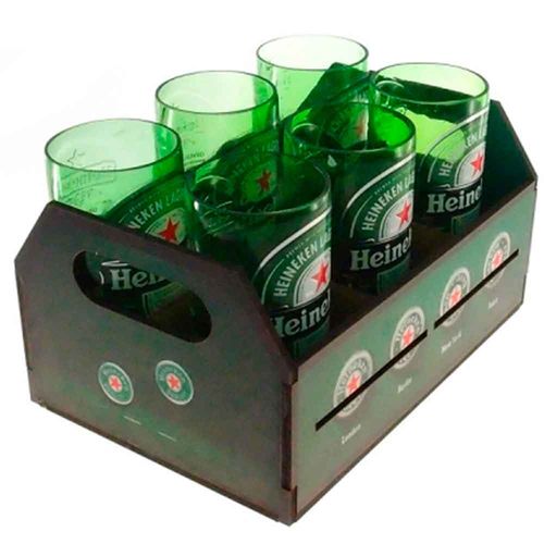 Tudo sobre 'Engradado com 6 Copos de Vidro Heineken Retrô'