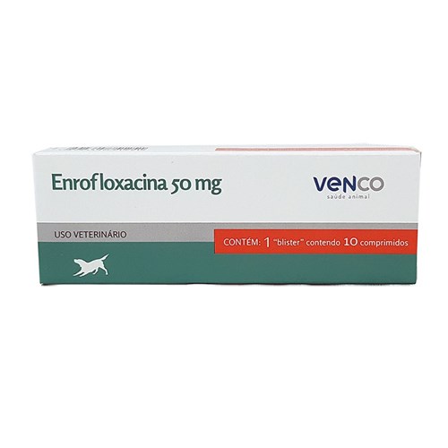 Enrofloxacina 50mg 10 Comprimidos Venco Antibiótico Cães