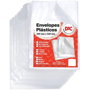 Envelope Plastico Oficio 4Furos Grosso 0,15Mm Pct.C/50 Dac