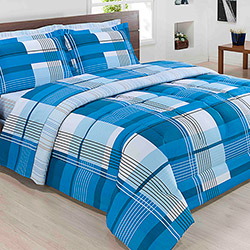 Tudo sobre 'Enxoval Cama Casal Alvorada Azul 7 Peças - Casa & Conforto'