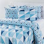 Tamanhos, Medidas e Dimensões do produto Enxoval Cama Solteiro Geometry 5 Peças Azul - Casa & Conforto