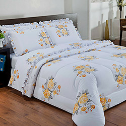 Tudo sobre 'Kit Cama King Rosas Amarelas 7 Peças - Casa & Conforto'