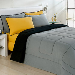 Enxoval Casal Amarelo/Preto/Cinza com 7 Pçs - City Home