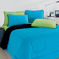 Enxoval Casal Verde/Preto/Azul com 7 Pçs - City Home