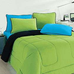 Enxoval City Queen Home Azul/Preto/Verde 7 Peças