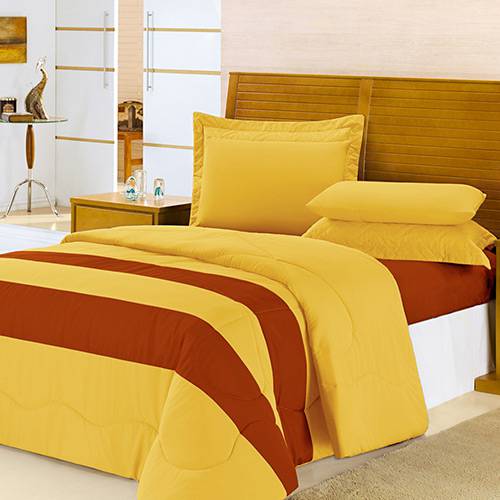 Enxoval de Cama Casal Essencial 4 Peças Laranja/Amarelo - Enxovais Aquarela