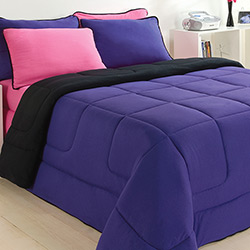 Enxoval Solteiro City Home Rosa/Preto/Roxo 5 Peças