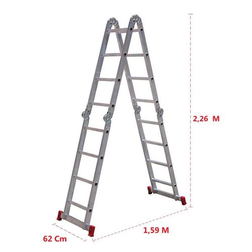 Escada Articulada Botafogo Lar&Lazer 4 X 4 em Alumínio 16 Degraus