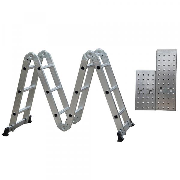 Tudo sobre 'Escada de Alumínio Multifuncional 14 em 1 com Bandeja - 12 Degraus - D178804 - Evolux'