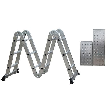 Escada de Alumínio Multifuncional 14 em 1 com Plataforma - 12 Degraus - D178804