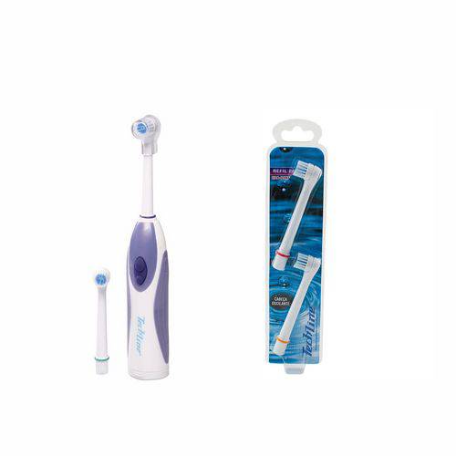 Escova de Dente Elétrica Adulto +3 Refis Extras Techline