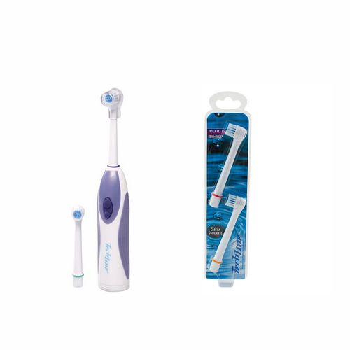 Escova de Dente Elétrica Adulto +3 Refis Extras Techline