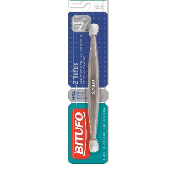 Escova Dental Bitufo 2 Tufos Extra Macia com 2 Protetores de Cerdas