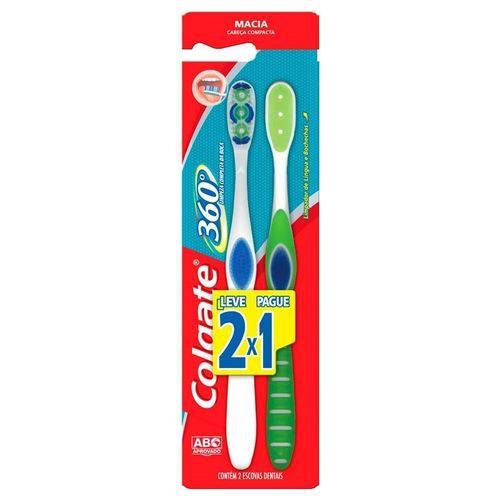 Escova Dental Colgate 360 Graus Macia 2 Unidades