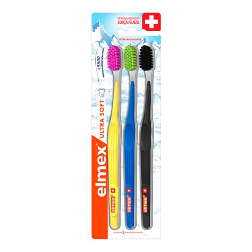 Escova Dental Elmex Ultra Soft com 3 Unidades