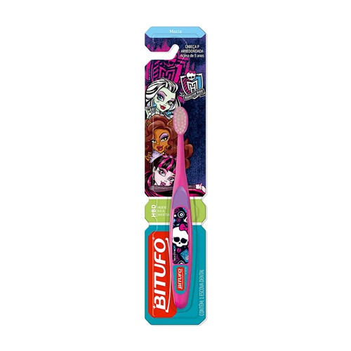 Escova Dental Infantil Bitufo Monster High Macia Cores Sortidas Cabeça P Arredondada 1 Unidade