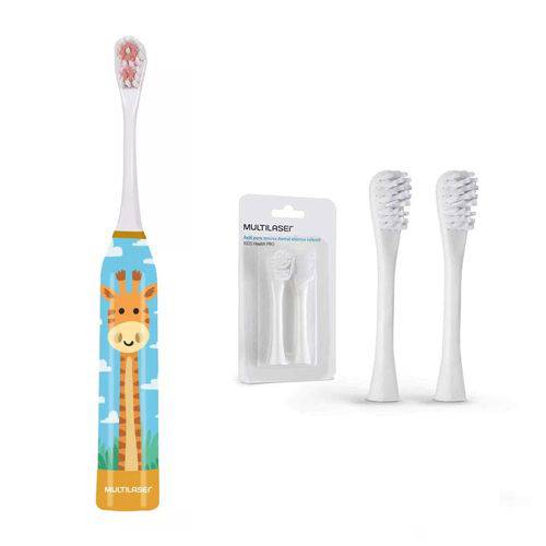 Tudo sobre 'Escova Dental Infantil Elétrica Girafa Multilaser Hc082 + 3 Refis Extra'