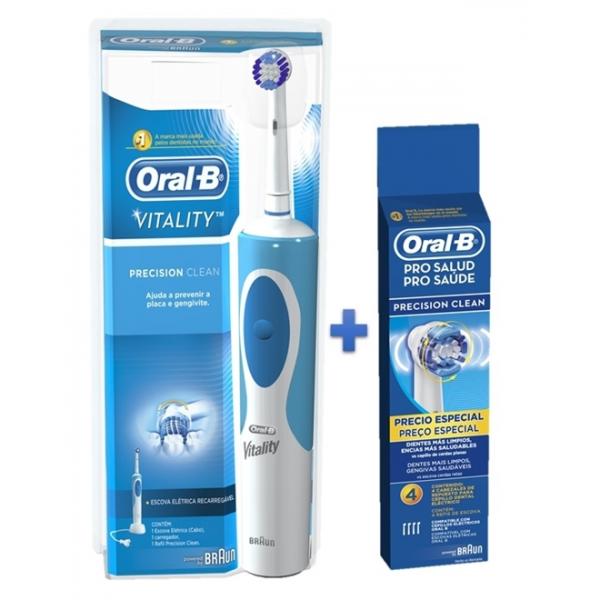 Escova Elétrica Oral-b Vitality D12 220V + Refil Oral-B Precision Clean com 4 Unidades - Oral B